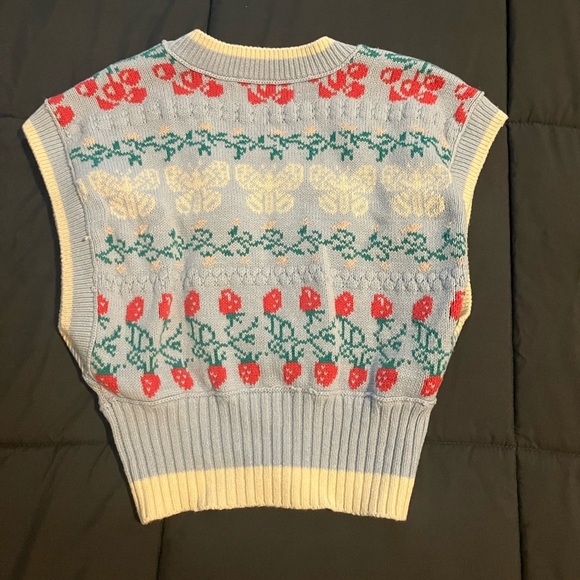 Urban Outfitters V-Neck Sweater Blue Red - Picture 6 of 10